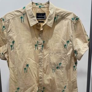 Topman Palm Tree Print Short Sleeve Button Down